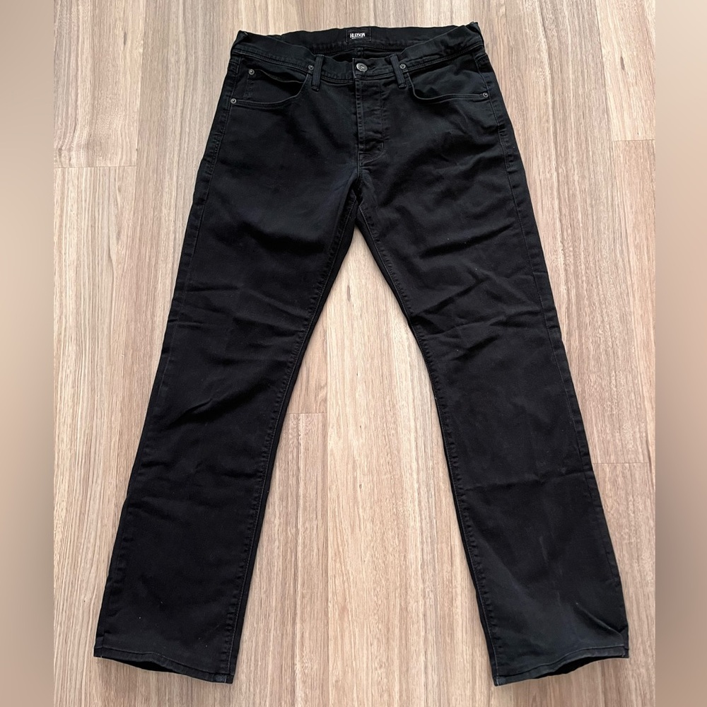Hudson Women’s Size 31 Black Denim Clifton 5 Pocket Bootcut Jeans Buttonfly